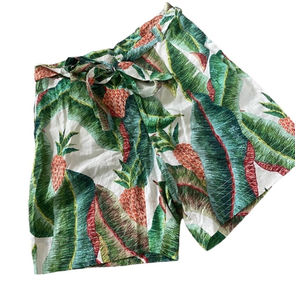 FARM Rio Tropical Pineapple Print Shorts in Green, White & Coral